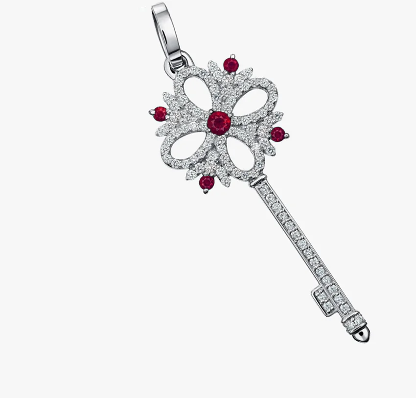 jewelry loan gold pendant key with rubies and diamonds