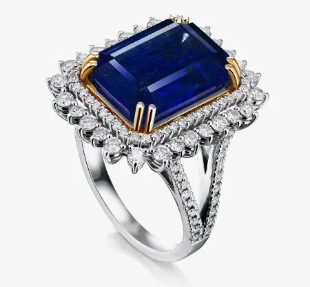 jewelry loan gold ring with sapphire and diamonds