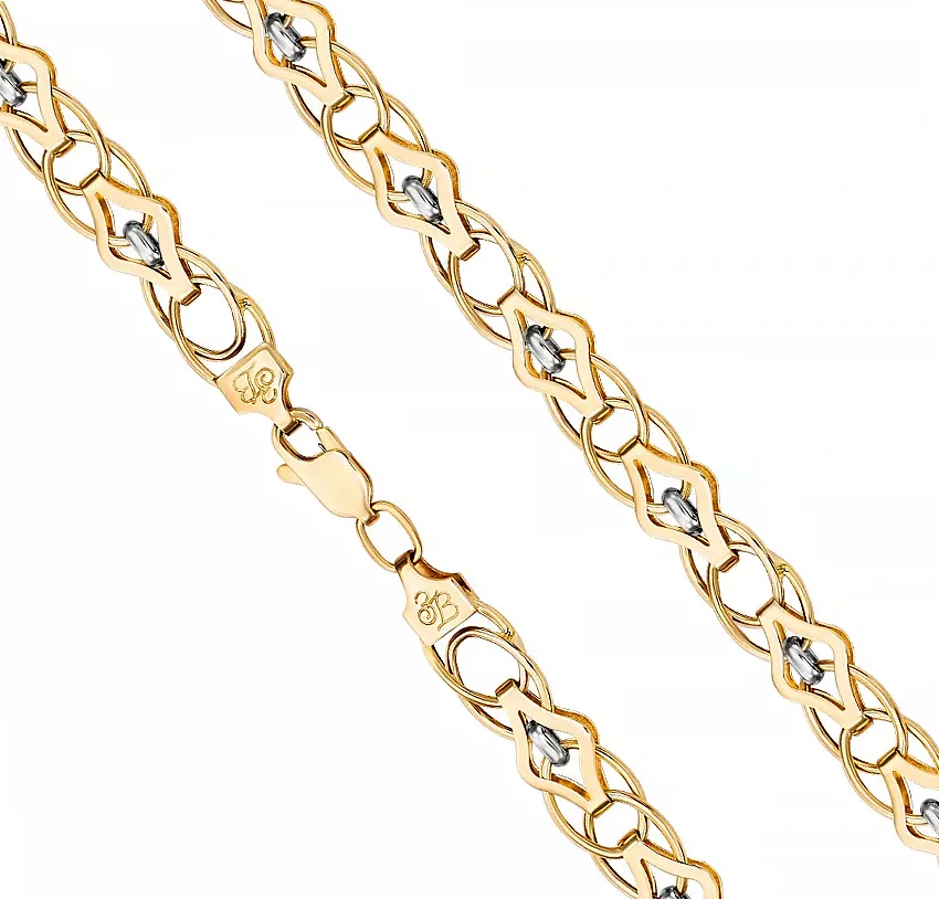 Sols bespoke yellow white gold chain with fantasy design links