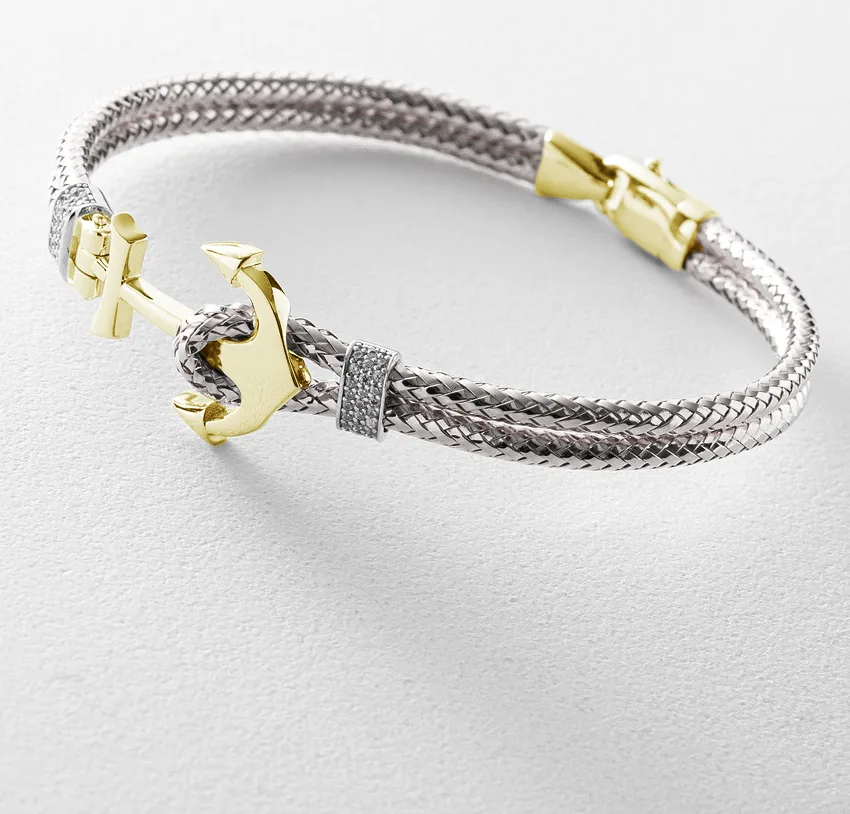 Sols bespoke white yellow mens bracelet with anchor