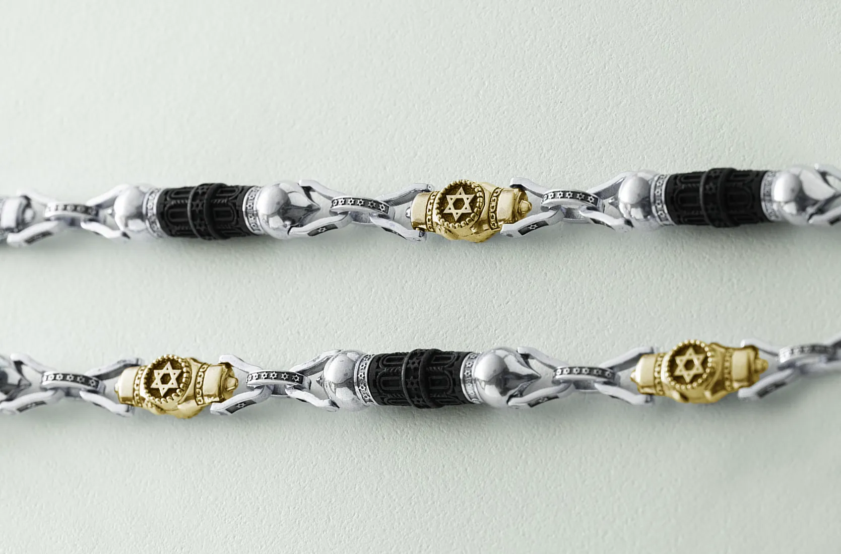 Custom white yellow gold men's bracelet with ebony