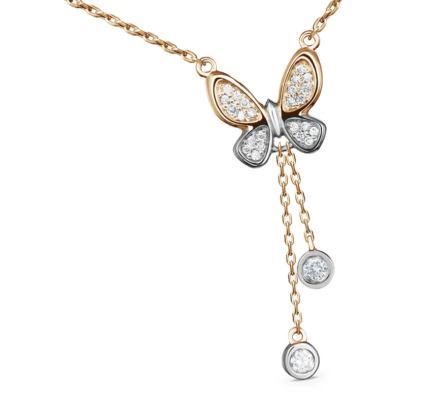 Sols bespoke gold butterfly necklace design with diamonds