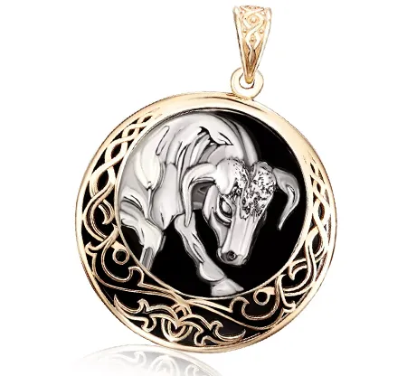 Sols bespoke gold taurus zodiac pendant with black onyx
