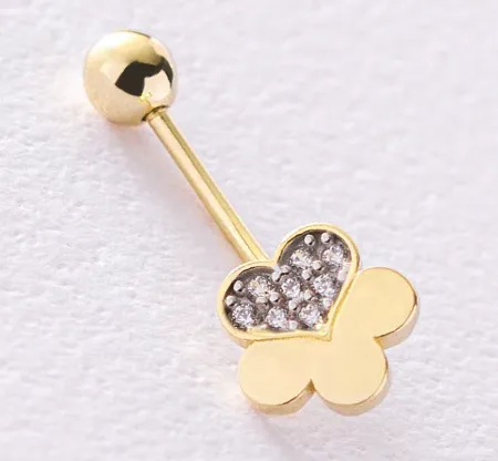 Sols bespoke yellow gold belly button ring with diamonds